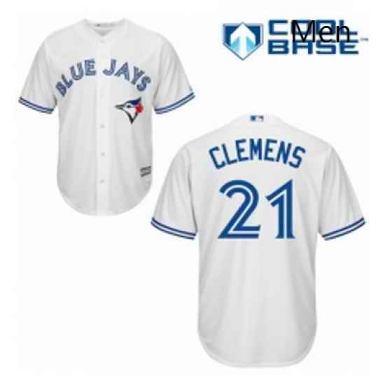 Mens Majestic Toronto Blue Jays 21 Roger Clemens Replica White Home MLB Jersey